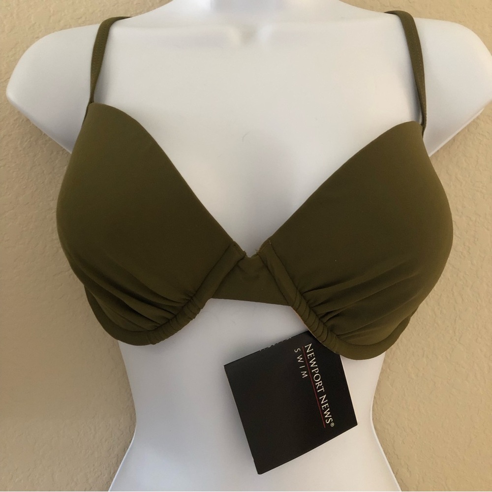 NEWPORT NEWS SWIM Bikini Top Olive Green Size 16 NWT
